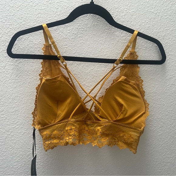 NWT Doe & Rae Mustard Yellow Strappy Bralette one size - Picture 3 of 4